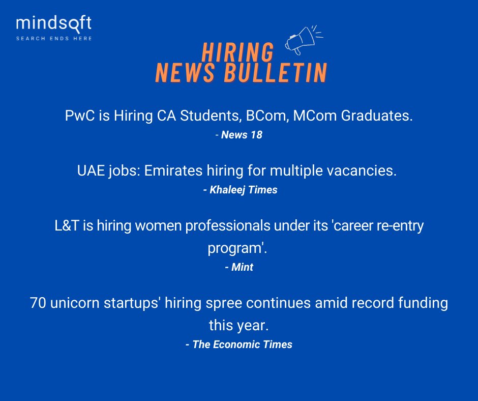 mindsoft_India's tweet photo. November hiring news update is here! 📣 Find out how to apply on their respective websites. 

#hiring #jobs #november #HiringNewsBulletin #careers #applynow #hire #talentacquisition #lookingfor #saasbusiness #job #mondaymotivation https://t.co/sE4MvUVVeX
