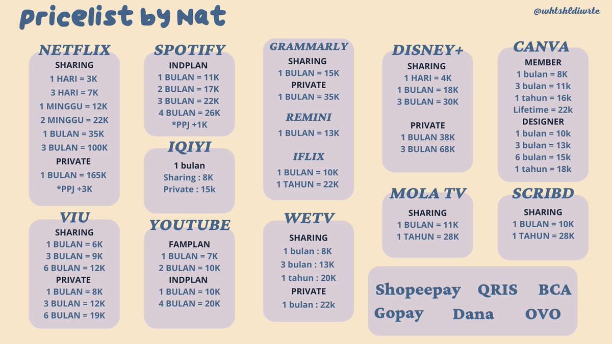rosseasse's tweet photo. Haii guyss yang lagi cari aplikasi premium mari mampirr
Aku ada jual netflix, spotify, iqiyi, wetv vip, viu, canva pro dan masih banyak aplikasi lain nihhh

#zonauang #zonajajan #zonaBU https://t.co/lRRZ1UuTvh