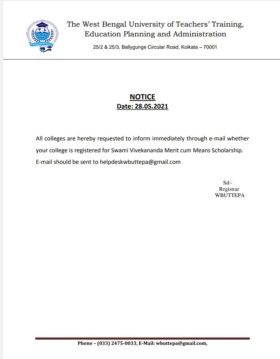 SumanTweeps's tweet photo. Notice was given by #WBUTTEPA University for awarding Swami Vivekananda Merit cum Means Scholarship (SVMCM) to Govt &amp; Pvt. B.Ed Colleges in the academic year 2020-22 but it hasn't been implemented yet.
looking forward for your cooperation! 
@MamataOfficial
@basu_bratya

#SVMCM'21 https://t.co/vEbiTyUFdJ