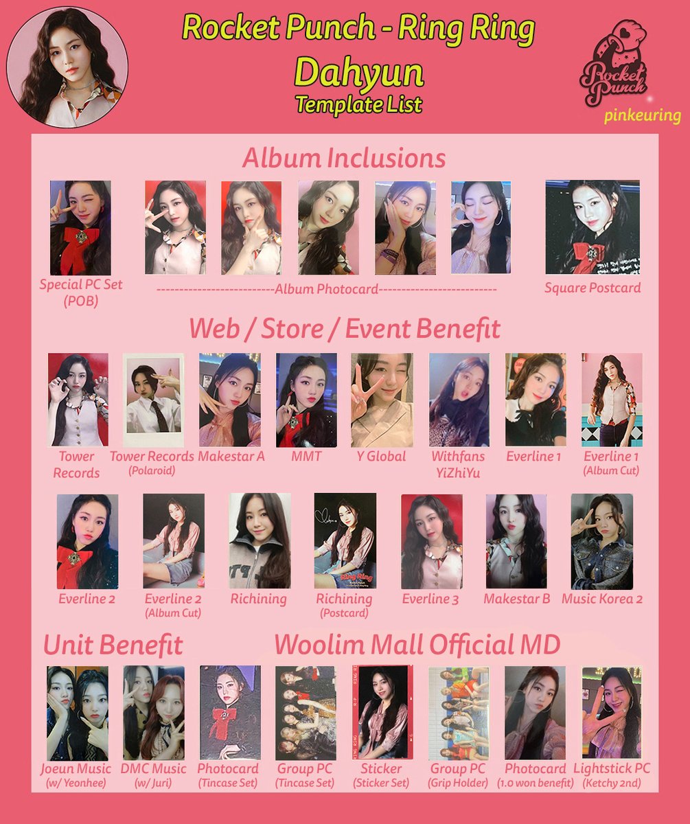 ROCKET PUNCH ユニット トレカ Rocket Punch - Ring Ring Photocard PC Template List Album