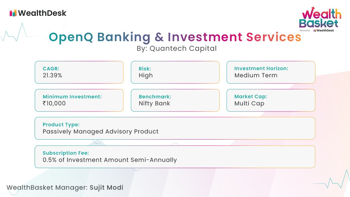 WealthDesk's tweet photo. As India strives to become a $5 trillion economy, banks and NBFCs are expected to grow rapidly. 🏦 👀
OpenQ Banking & Investment Services WealthBasket invests in stocks belonging to the banking and financial services sector. 📈💰
1/2 🧵
#WealthDesk #WealthBasket #openq https://t.co/TZ0W8soquZ