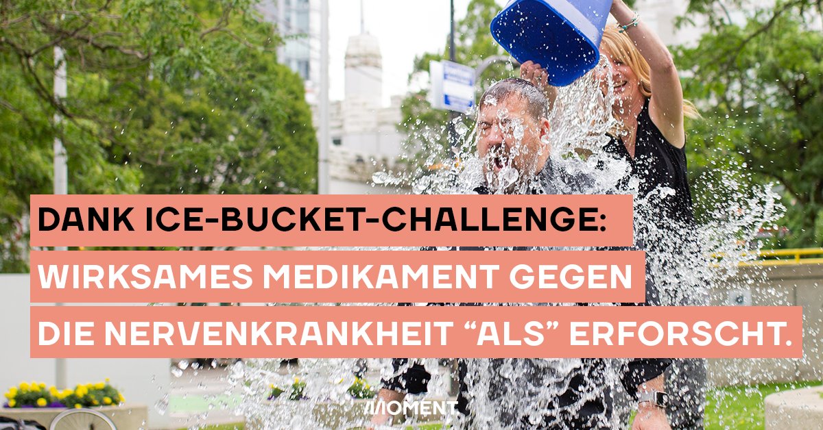 moment_magazin's tweet photo. Die Gründer der Challenge, Peter Frates und Pat Quinn, sind mittlerweile gestorben. Aber durch die Spenden konnten weltweit Behandlungen und Forschungen finanziert werden. So konnte in den USA etwa die Wirksamkeit eines Medikaments in einer Studie nachgewiesen werden. https://t.co/pzqja75Sel