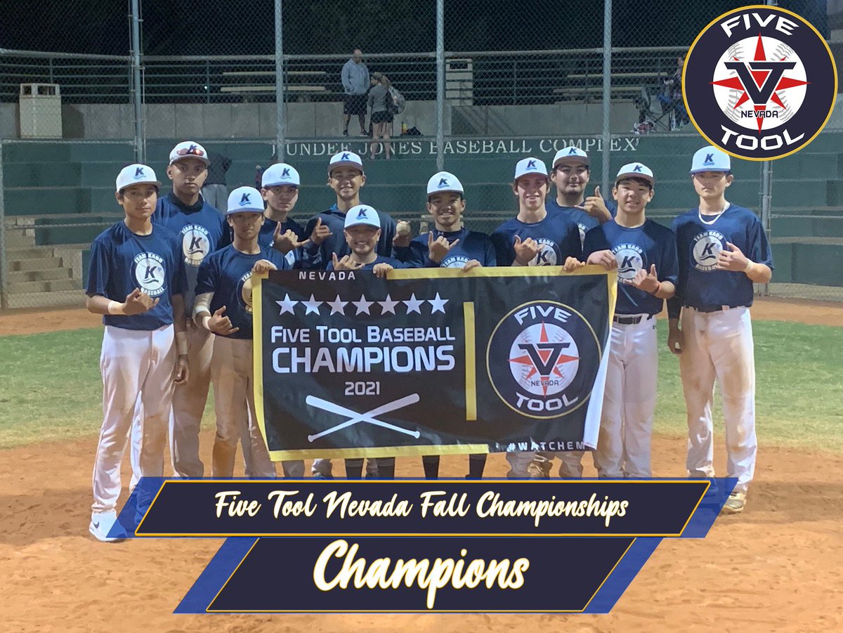 FiveToolNV's tweet photo. 🏆 CHAMPIONS 🏆 

Congrats to @Kado_Baseball HI 16U on winning the 16U Championship at the @FiveTool Nevada Fall Championships!

#WatchEm https://t.co/n8Tfi8E0sh