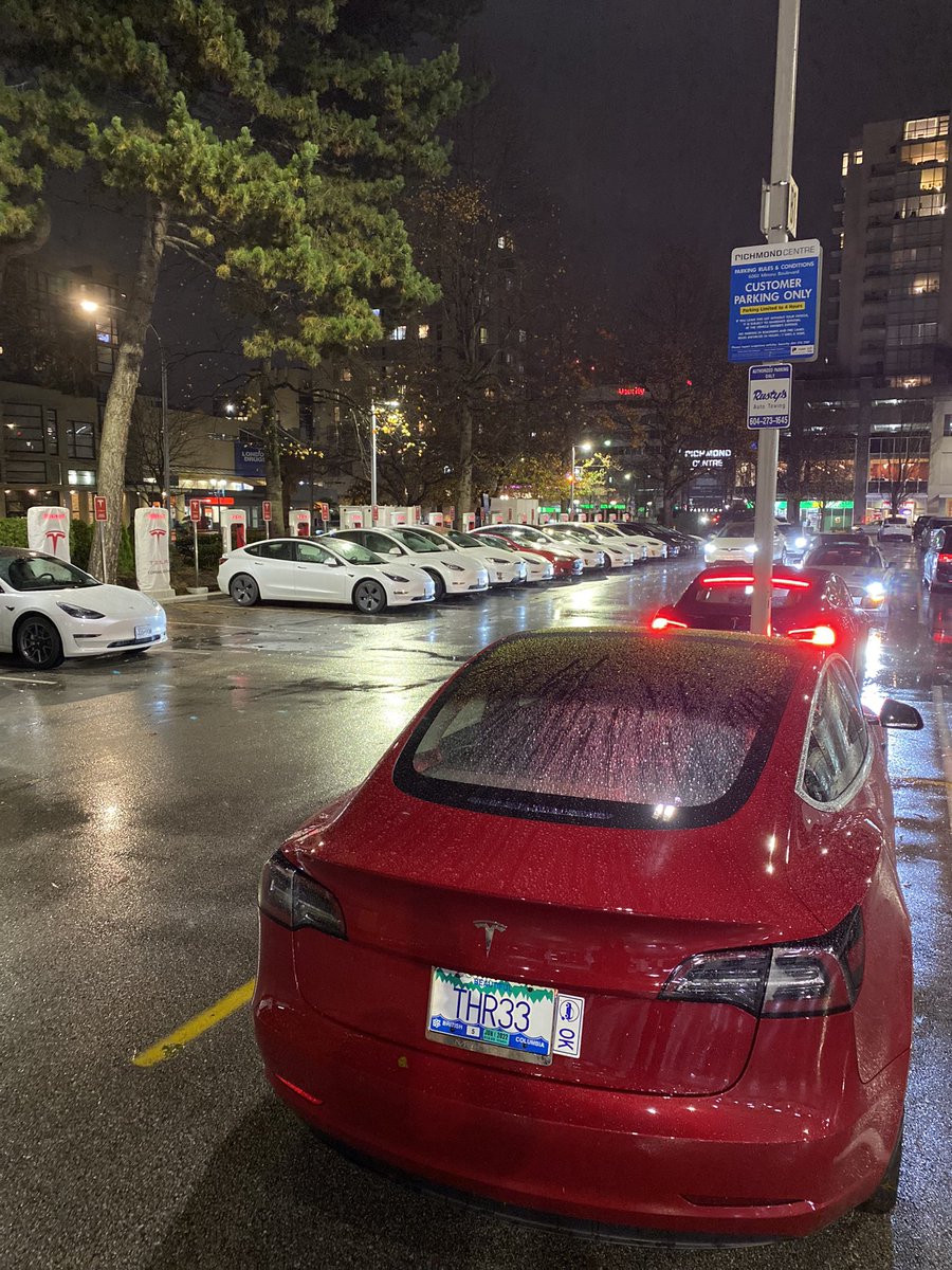 colin_hay's tweet photo. If you want more 👀 on your car while it’s parked, then park in view of a Tesla Supercharger as they all most likely have sentry mode on. @TeslaOwnersBC #tesla #sentrymode #THR33 #vancouver #richmondcentre https://t.co/M38od52BuR
