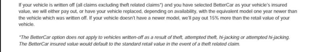 NkosiVtrinity's tweet photo. @mookegoitse I literally just went back to my insurance policy doc after reading this, so it doesn't even matter if you're covered more than what your car is worth๐ฒ if it's written off there'll be problems. I don't even what this Bettercar is #newcarowner๐ฅบ https://t.co/6457VnSldN