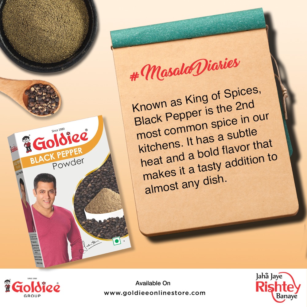 GoldieeGroup's tweet photo. Kali Mirch ke sang har dish mein daalo thodi jaan!😋

Order the Goldiee Black Pepper Masala now.
https://t.co/7qOuSBm7Wy
.
.
.
.
#MasalaDiaries #GoldieeMasale #GoldieeGroup #GolideeSpices #IndianSpices #BasicSpices #blackpepper #blackpepperpowder #kalimirch #basicspice https://t.co/cVHjvG7uNS