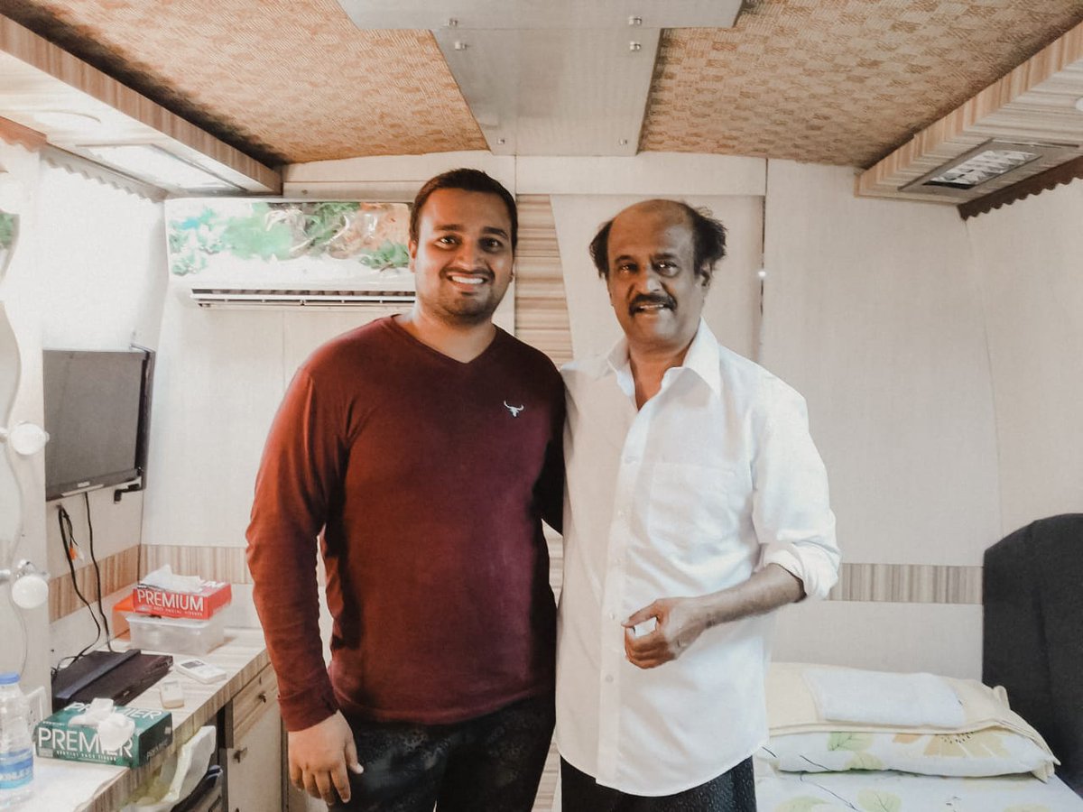 With the one and only superstar @rajinikanth sir during #Lingaa movie promotions. #Throwback