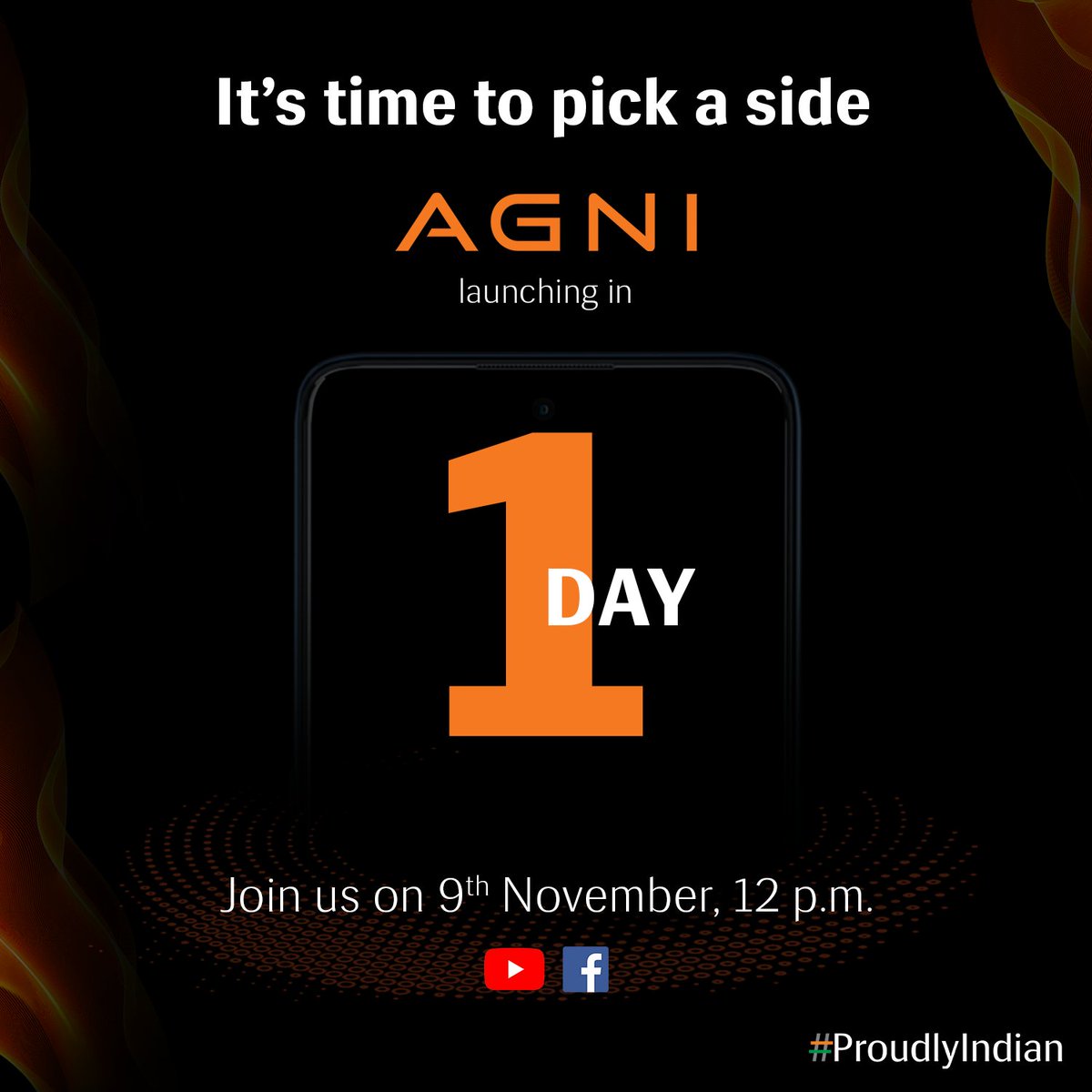 reachraina's tweet photo. 1 day to go for #AGNILaunchOn9thNov🔥🔥🔥

Join me tomorrow at 12 noon!

Click on below links to watch the event:

हिंदी में देखने के लिए: https://t.co/szWTa2VTdB

Watch in English: https://t.co/gxs5TzcUyu 

#LavaMobiles  #ProudlyIndian 🇮🇳 https://t.co/EYkXgrREDT