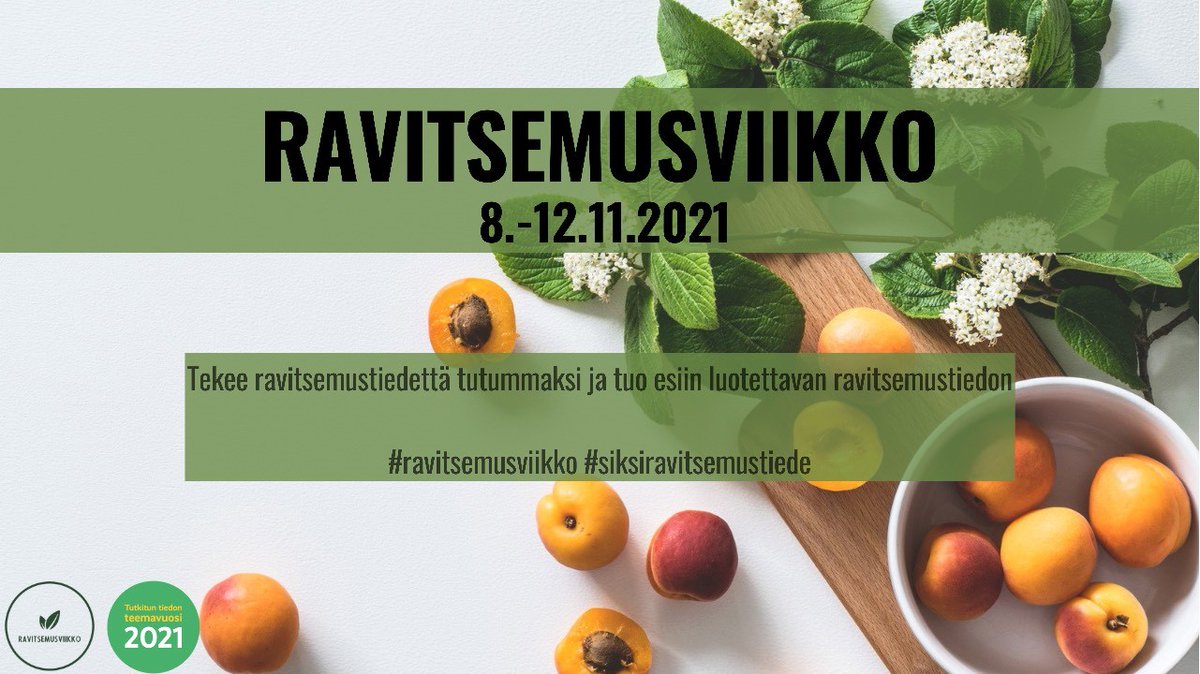 ravitsemus's tweet photo. Tänään se alkaa - ravitsemusviikko 2021! Ota @ravitsemus ja monipuolinen ohjelma seurantaan sekä osallistu haasteisiin! Laitetaan yhdessä #ravitsemusviikko viime vuoden tapaan trendaamaan! https://t.co/9ABIAxL5pB