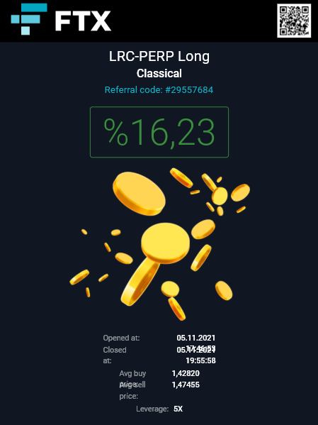 I just made %16,23 PnL on FTX's LRC-PERP contracts! ftx.com/shareable-pnl/…