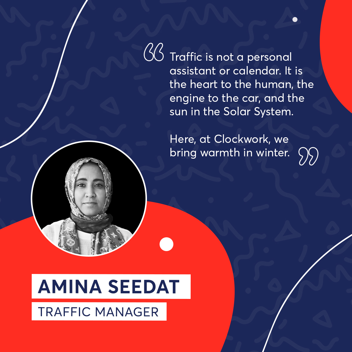 Clockwork_Media's tweet photo. Every advertising agency knows the value of a strong Traffic department.

They keep us in line, manage our workloads and juggle the chaos. They are the heart of our infrastructure.

Meet the staff that keep the clock ticking. https://t.co/d0fvddsBSR