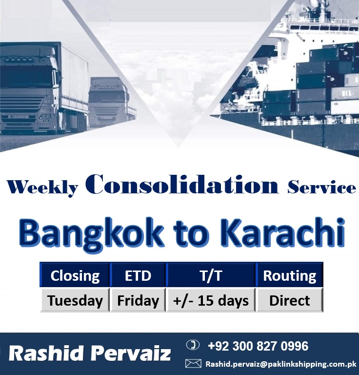 PaklinkShippin's tweet photo. We offer weekly sailing from Bangkok to Karachi. Book your freight now and obtain:
•Reliability
•Competitive rates
•Great customer service
#shipping #logistics #freightforwarding #freight #airfreight #aircargo #seafreight #consolidation #transport #transportation #IATA #WCA https://t.co/pn2MWbyg2K