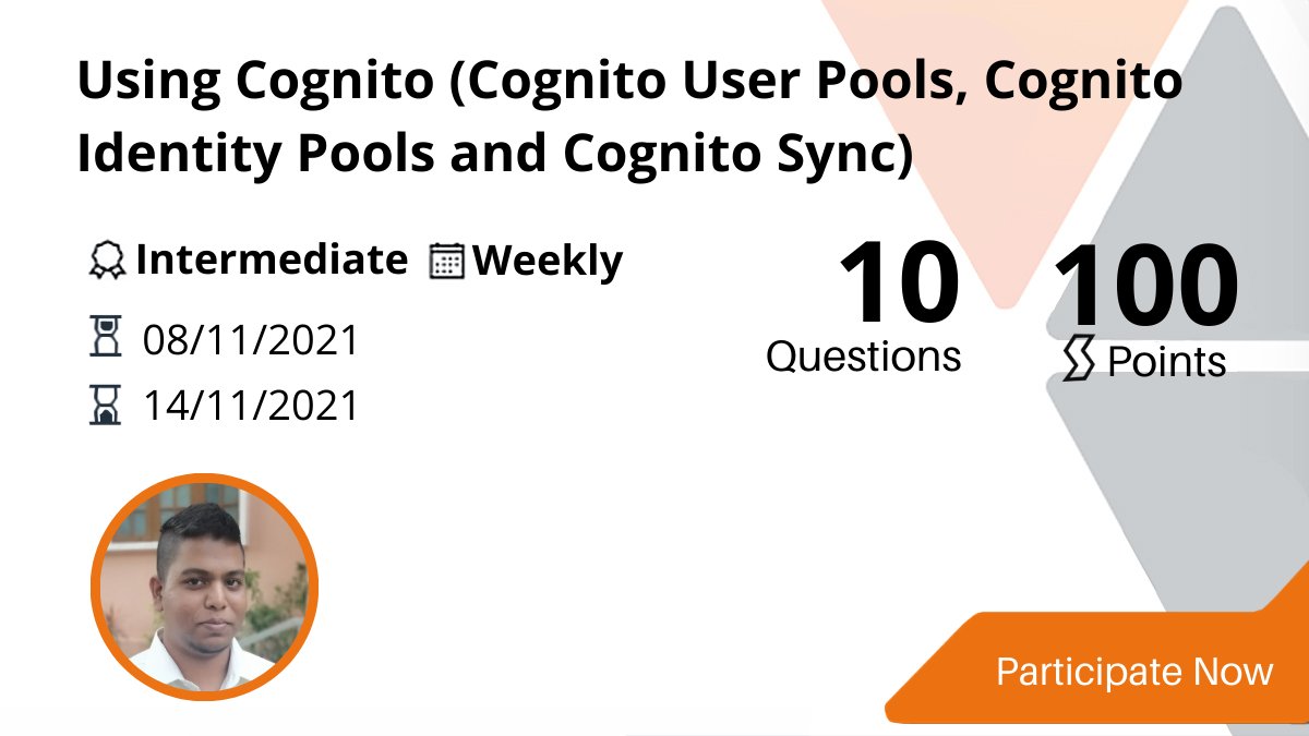 AwsReskill's tweet photo. Our 🆕challenge 'Using Cognito with Jones Zachariah Noel N sheds light on:
✔️Gist & advantages of using Cognito
✔️Setting up Cognito User Pool, Hosted UIs & more
Take the challenge here➡️: https://t.co/QGTtPkjQtv
#AWS #Community #Cloud #awsugin #awsreskill https://t.co/ZazpwE5P7r