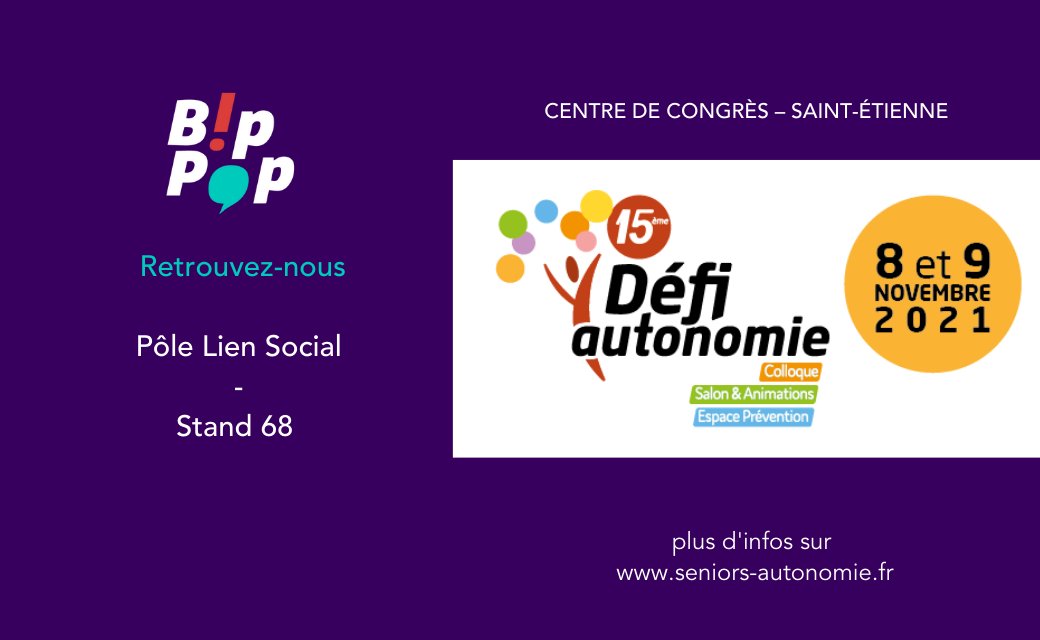 BipPop_fr's tweet photo. Aujourd’hui démarre le salon @Defi_autonomie! 
Nous vous attendons au STAND 68 - à Saint-Etienne.
Venez découvrir notre solution de mobilisation des solidarités locales ce 8 et 9 novembre pour lutter contre l’#isolement de nos ainés.
#maires #collectivité #autonomie #solidarité https://t.co/KmGLfCCflc