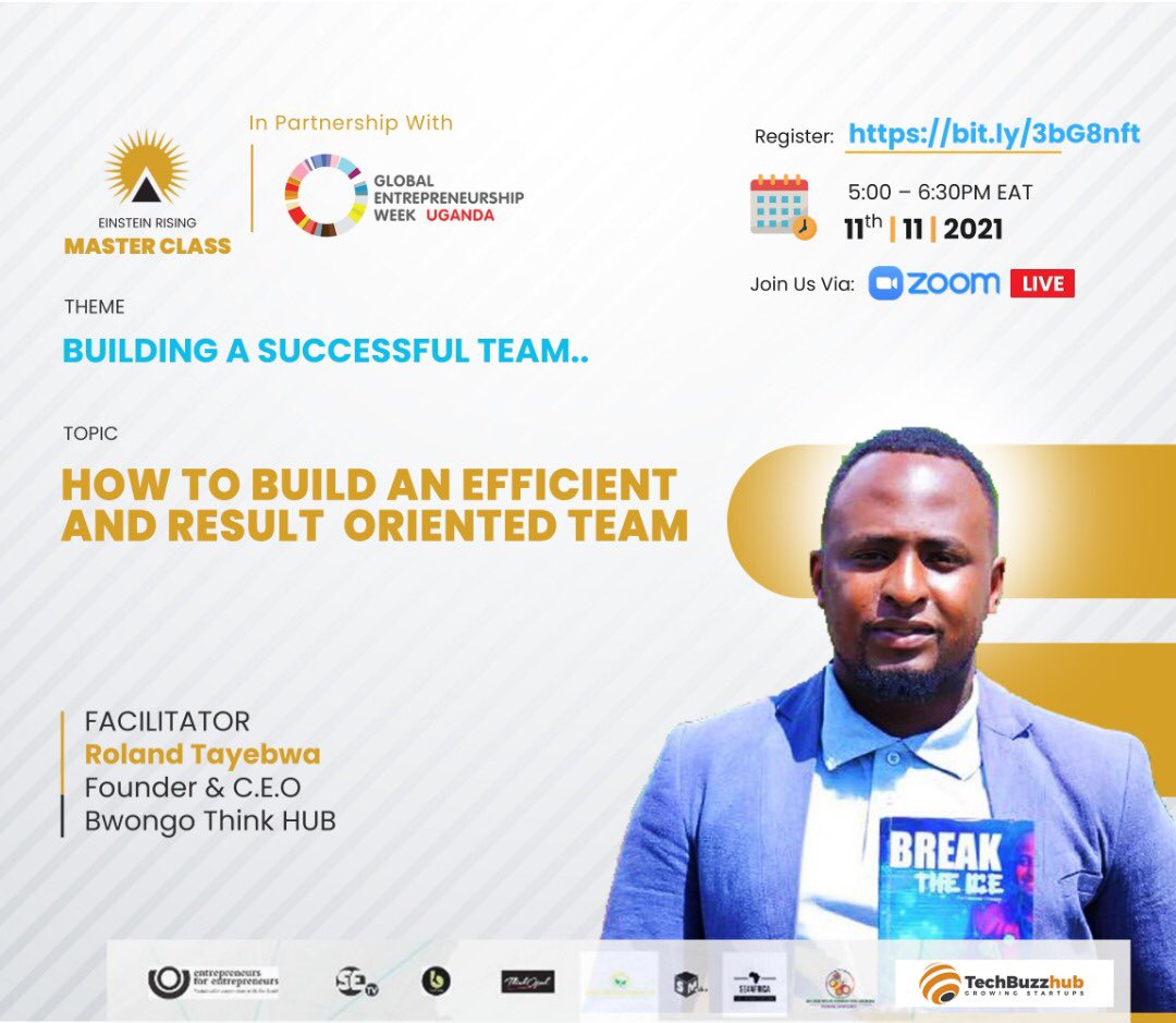 EinsteinRising's tweet photo. As we celebrate the #GEW2021 under the theme “Recovering Stronger” We bring you a MasterClass on #TeamBuilding for #entrepreneurs seeking to build a resilient and motivated team despite the highs and lows #SMEs face lately

Register to attend 👉 https://t.co/uT6iTxZQ7W 

#GEWUG https://t.co/t8j7YAb2vY