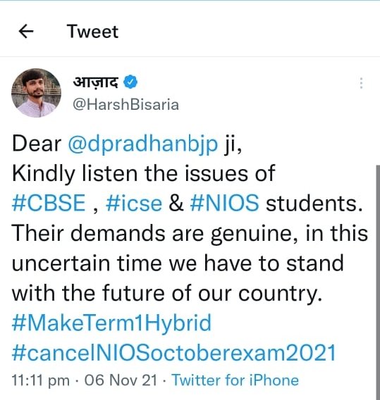 sin98785269's tweet photo. Promote October students also. Even study centres are also very far away from them.
#CancelNIOSExam2021
@niostwit @anubha1812 @Architguptajii @HarshBisaria @EduMinOfIndia @dpradhanbjp @UrHimanshuBorah https://t.co/xLwbaxABFy