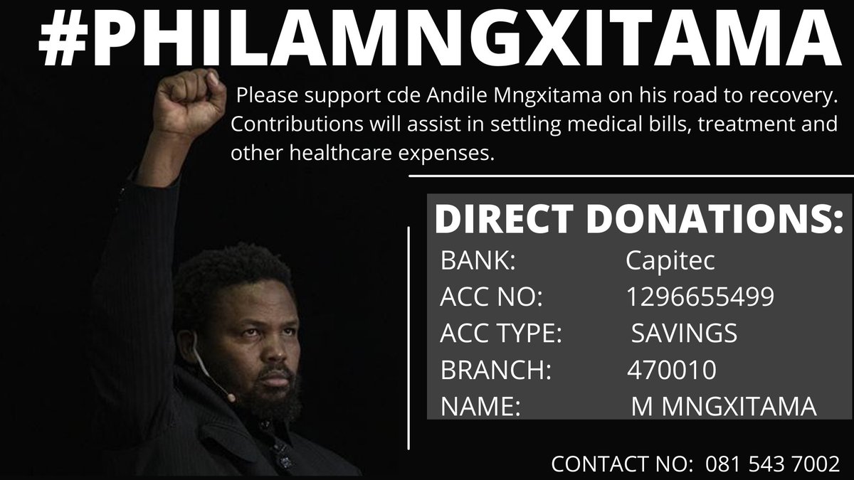 BlackCrisisComm's tweet photo. This is an appeal to the general public to assist our brother, cde Andile Mngxitama,  with donations as he recovers from a devastating illness. Contributions assist in settling medical bills, treatment and other healthcare expenses.#PhilaMngxitama https://t.co/kKUXdMLoVd