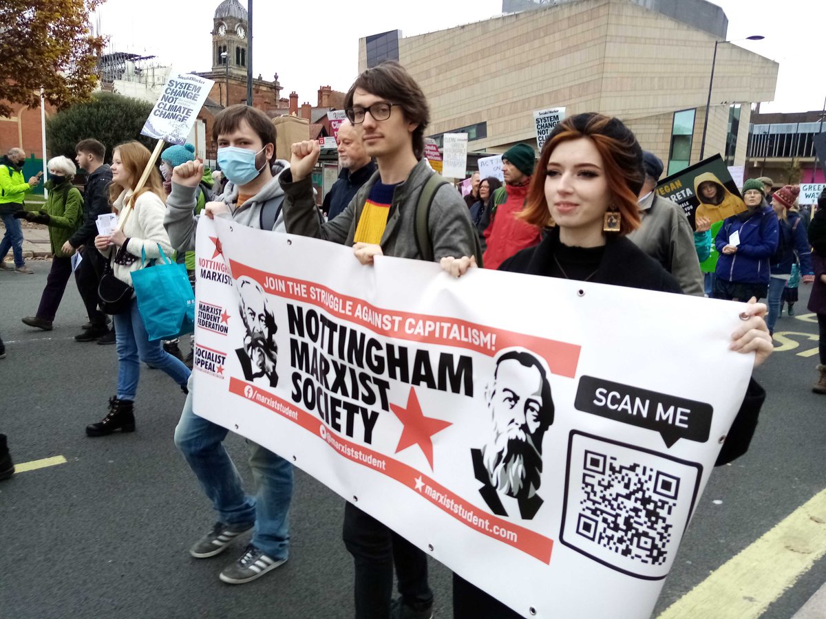 NottsMarxists's tweet photo. An incredibly successful intervention in the Derby #COP26 protests on Saturday. The seas are rising, but so are we! Workers unite for victory! https://t.co/qSzSC6YKvx