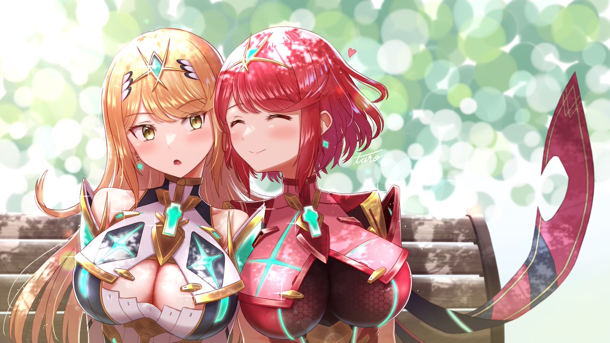 ヒカリ(ゼノブレイド2) ,ホムラ(ゼノブレイド2) 「#いいおっぱいの日
#ゼノブレイド2 #XenobladeChronicles2」|taroのイラスト