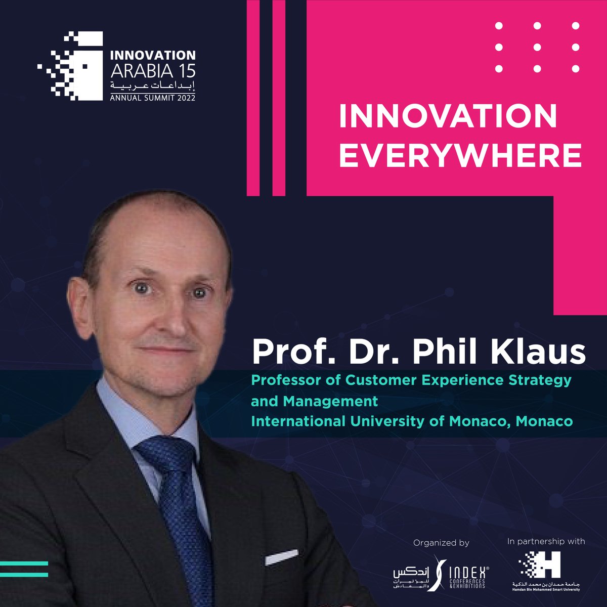 Don’t miss an insightful panel session on Measuring E-service Quality: Revitalizing CX to Reignite Growth, with 
Prof. Dr. Phil Klaus, Dr. Mohammed A. Nasseef, Ms. Moza Suwaidan, and Colonel Mohamed Saeed Al Shamsi.
Register now at innovationarabia.ae

#IA15 #Innovarabia15
