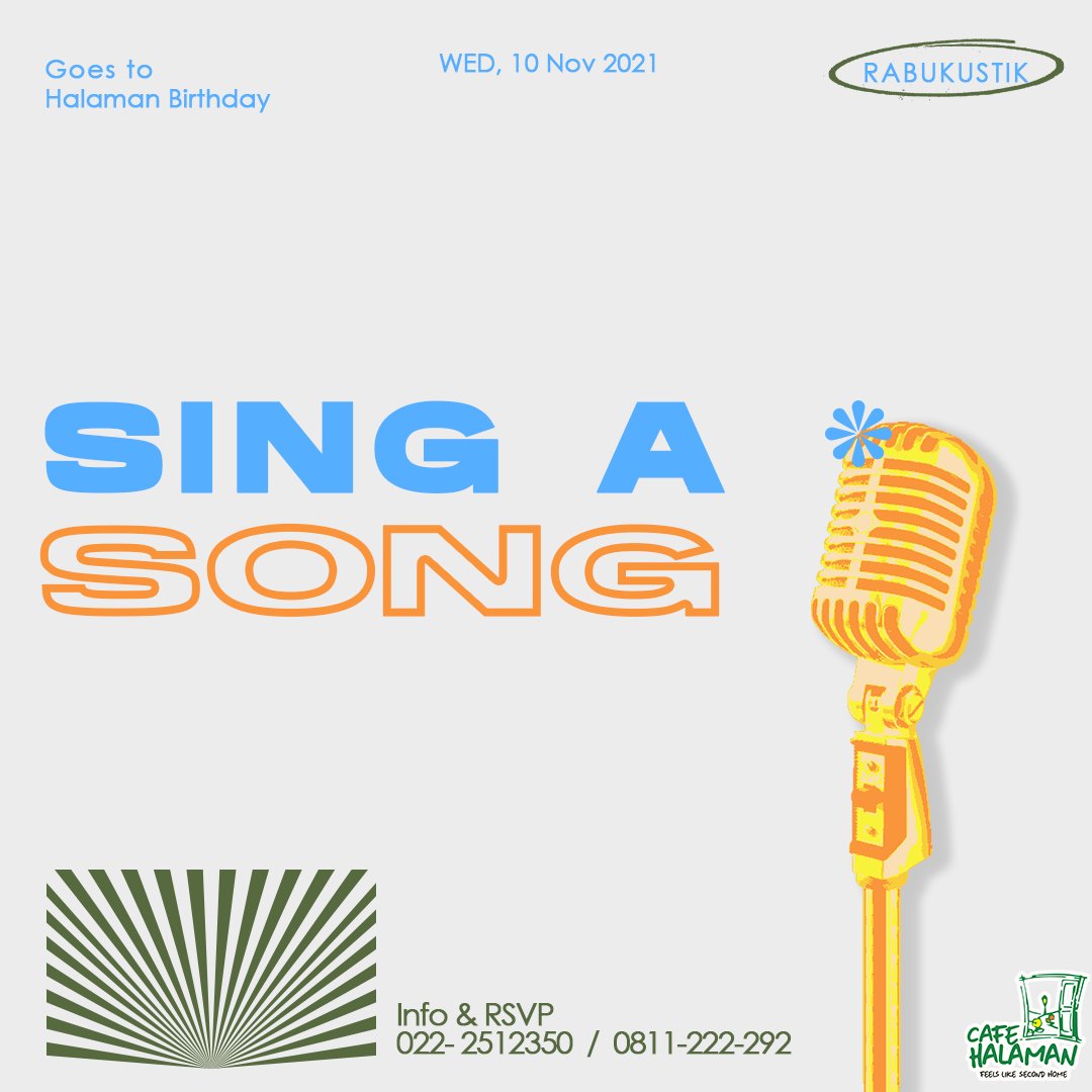 Sing a Song !

Rabukustik kembali menemani Rabu Malam teman-teman pada tanggal 10 November 2021.

Segera hubungi kami dan nikamti keseruan dan keceriaan Rabukustik!✨