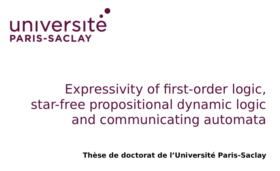 Congratulations to Marie Fortin, who will receive the Ackermann Award for her PhD thesis entitled "Expressivity of first-order logic, star-free propositional dynamic logic and communicating automata".

eacsl.org/ackermann-awar…
#Awards #ComputerScience #Logic