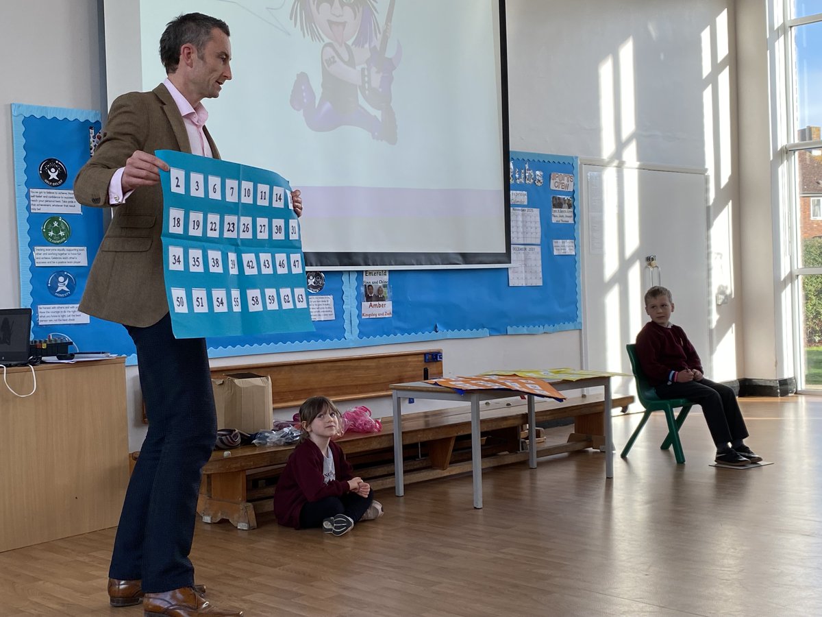KingshamPrimary's tweet photo. Mr Dallinger stunned everyone 😄 with his INCREDIBLE magic trick 🪄 in today's assembly! 🧮 Maths week has started with a BLAST! 🪄  #mathsweek2021 #primaryassembly #Magic https://t.co/T5Bhb5dXtb