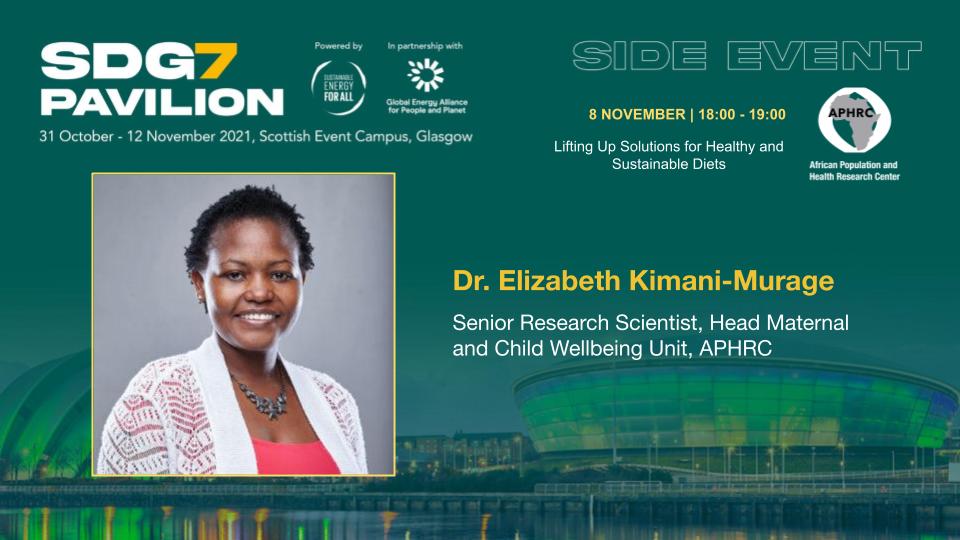 Join us this evening at 6pm EAT as <a href="/Liz_Kimani/">Dr Elizabeth Kimani-Murage - #JusticeFirst!</a>
 speaks with <a href="/SEforALLorg/">Sustainable Energy for All</a>  on the importance of changing the narrative and viewing food as a #humanright and a common good, not a commodity. #COP26 #ZeroHunger #RightToFood @refaenergy
 
Register here: webapp.spotme.com/welcome/secaa21