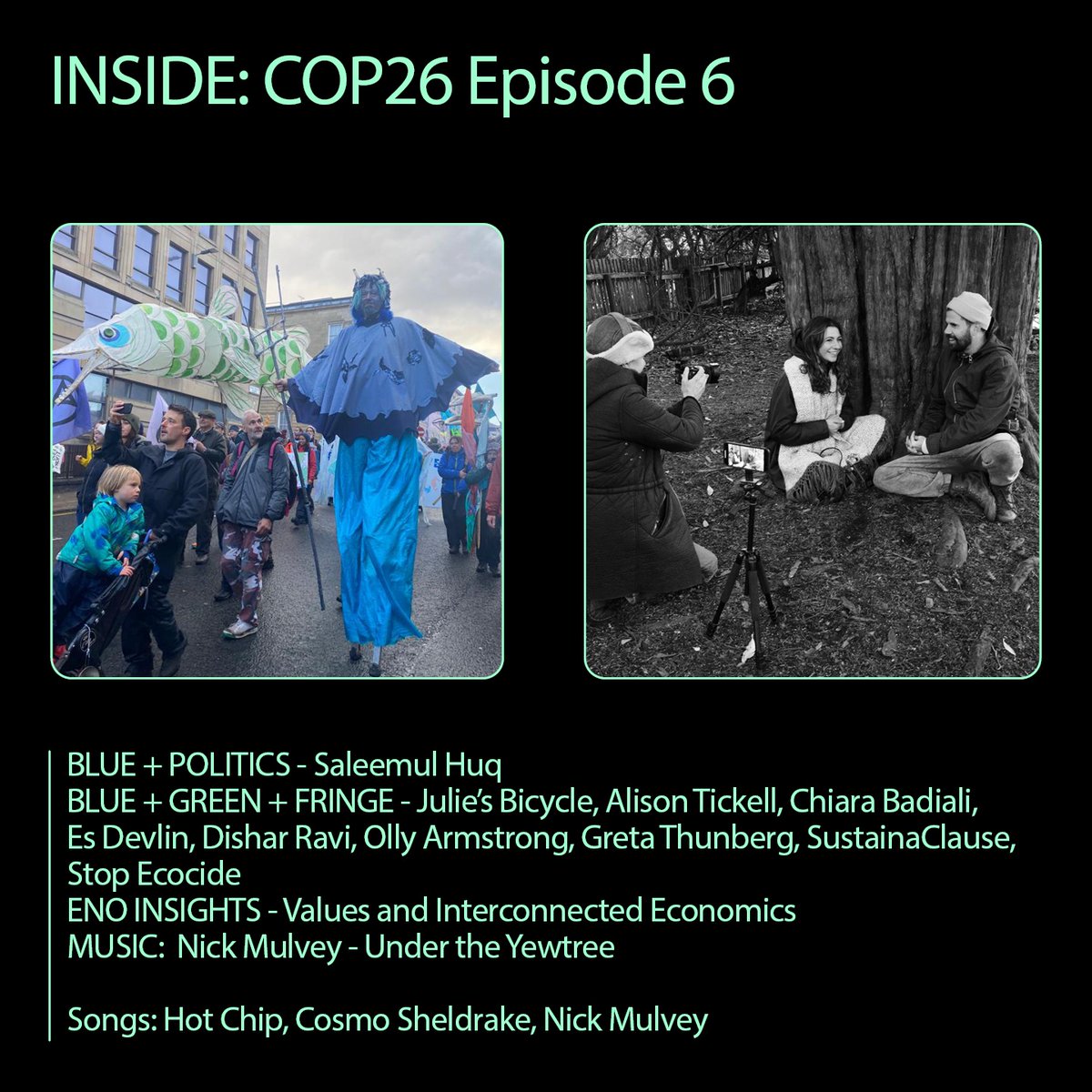 INSIDECOP26's tweet photo. There’s a lot left to be resolved at Cop26 this week. Tune in to our podcast today at 12 to find out what went on at the climate summit and around Glasgow this weekend. https://t.co/Aine5IC8cj // INSIDECOP26 on Spotify. https://t.co/joufPYnC22