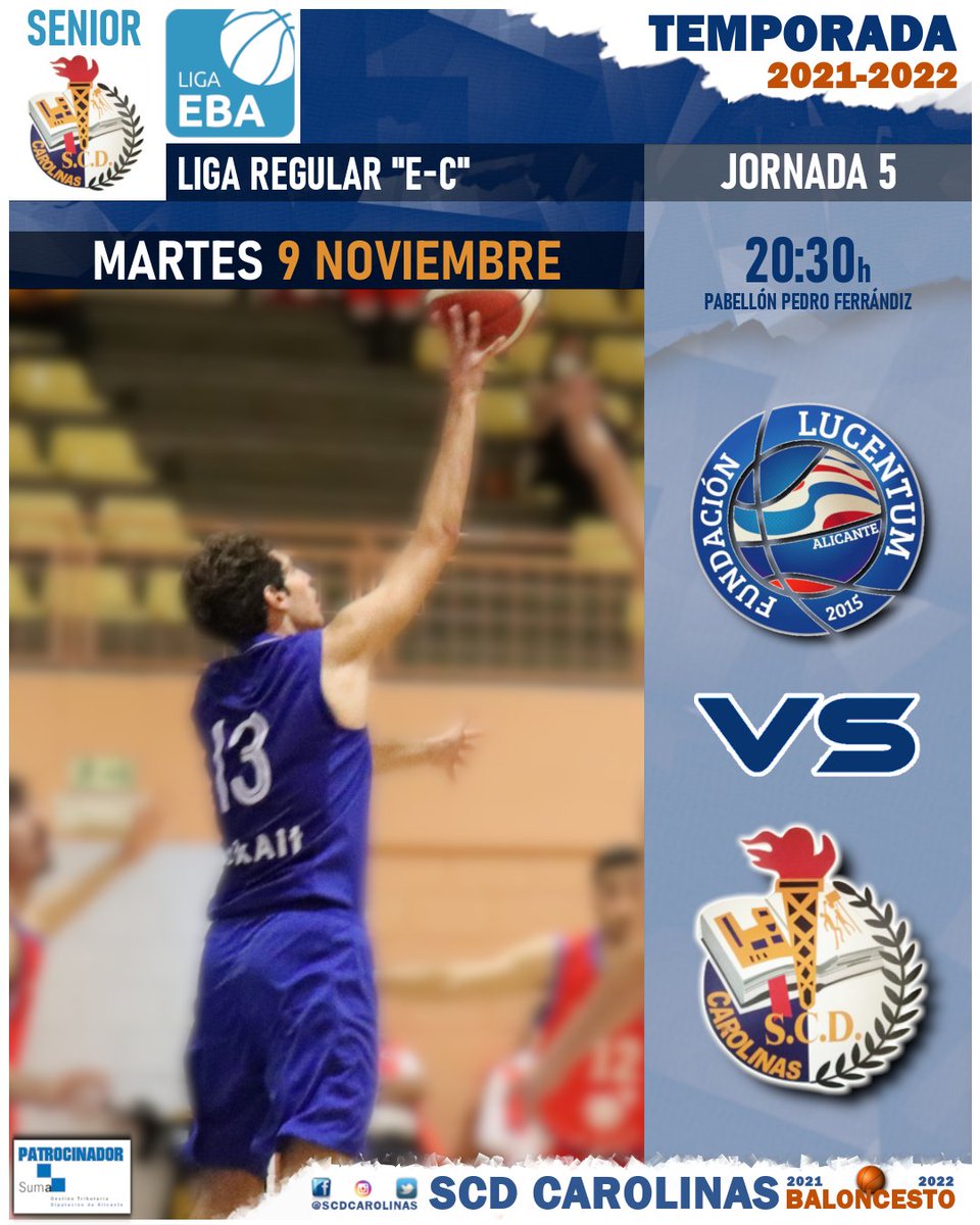scdcarolinas's tweet photo. Y mañana más! #Vamoscarolinas !💪🏀
🏆#LigaEBA J5
🆚@FundLucentum
📆Martes 9 noviembre
⏰20:30h
🏟️Pab. Pedro Ferrándiz
#Alicante #Baloncesto #Deportes @fbcv_es @CompeticionFEB @SumaAlicante https://t.co/JlYsxpyyM7
