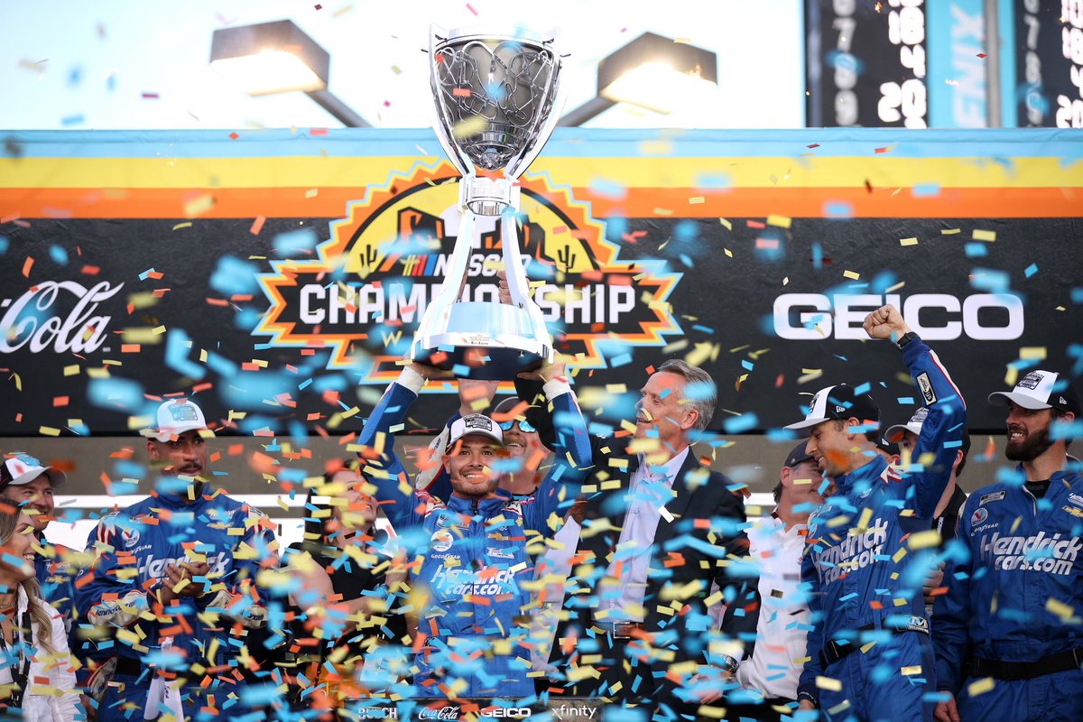 TeamHendrick's tweet photo. When you wake up on Monday and realize you’re still champions. 🏆 https://t.co/hl8nVisZt1