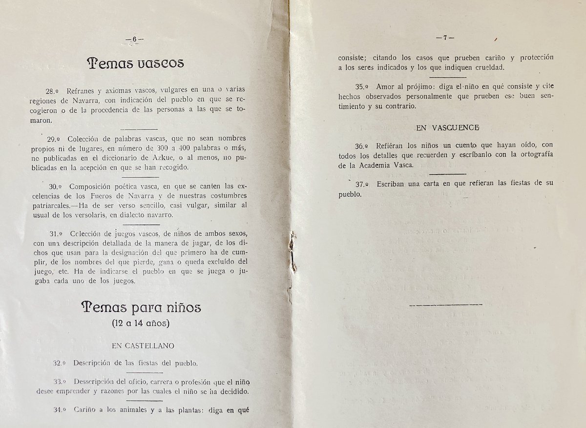 ESantazilia's tweet photo. #Duela95urte, #Sanfermin-etan halako sariketak antolatzen ziren #Iruñea-n. Izan ziren lehenago eta geroago ere. 1926koan zer saritzen zen #euskara-z:
1. #Esaerak biltzea
2. #Azkue-ren #hiztegia osatzea
3. #Olerkiak
4. Haur jolasak biltzea
5. Haurrek idatzitako ipuinak
(1/3) https://t.co/8ozxRviFN6