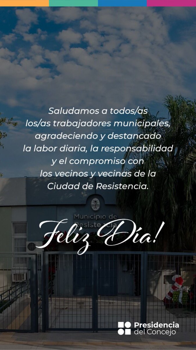 JorgeAWozniczka's tweet photo. 🔰 DÍA DEL TRABAJADOR MUNICIPAL 🔰

👉 A cada trabajador y trabajadora municipal le deseo un muy feliz día

👉 Muchas Gracias por la responsabilidad, la dedicación y el compromiso al servicio de los vecinos y las vecinas de Resistencia

#DiaDelTrabajadorMunicipal
@GustavoPorChaco https://t.co/ycM55oJIpj