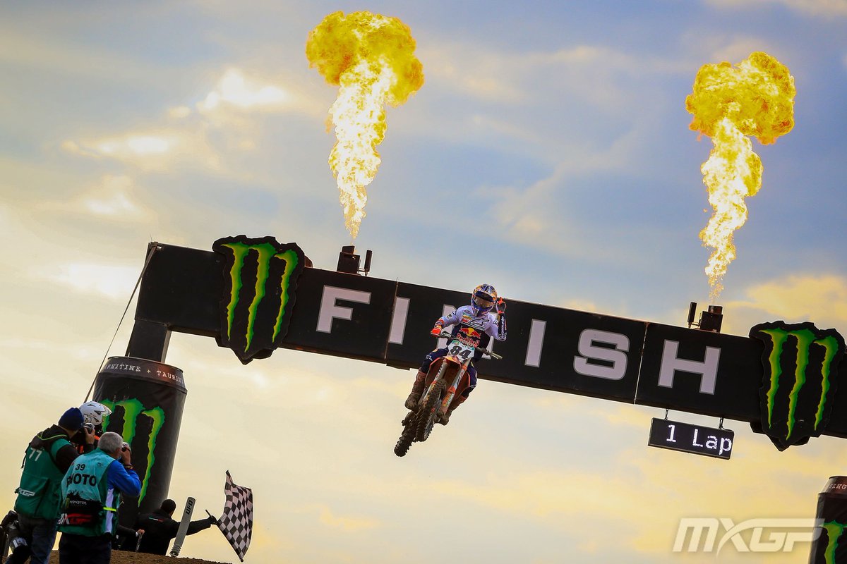 mxgp's tweet photo. 4 races, 4 race winners! 🔥One round to go... Who will it be on Wednesday that will light the @MonsterEnergy finish jump flames?!

#MXGP #Motocross https://t.co/QVpy3x428r
