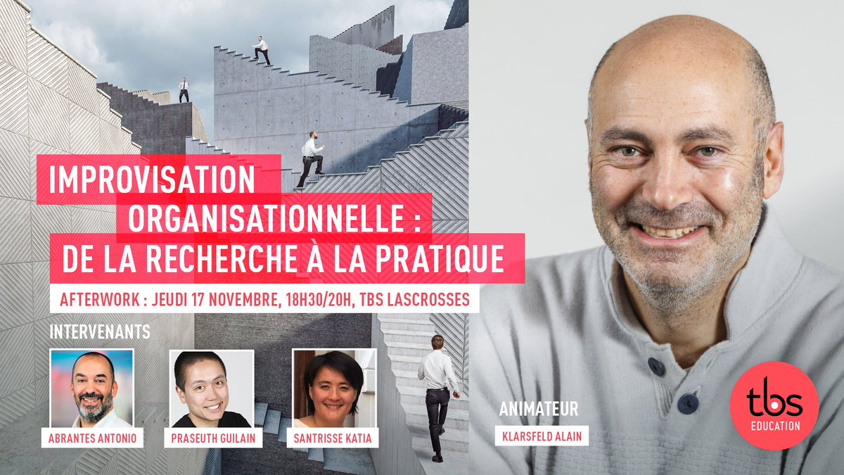 Comment faire évoluer une organisation lorsque les individus ne sont pas des maîtres de l’improvisation ?🤔

Venez échanger avec nous sur le sujet ! 😉

🎭 L’improvisation organisationnelle
🗓 Jeudi 17 novembre, 18h30
📍 Campus Lascrosses et distanciel
➡ tbs-education.fr/inspiring/afte…