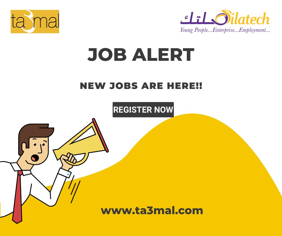 Silatech's tweet photo. #NEW_JOB_ALERT
Aspiring to start your new #career?
Check new #jobs on #ta3mal platform & many #e_learning courses.
#REGISTER & #APPLY_NOW
https://t.co/qoeTGFjGuH
#Silatech #Jobs #Skills #SDGs https://t.co/UZ2apoeWUj