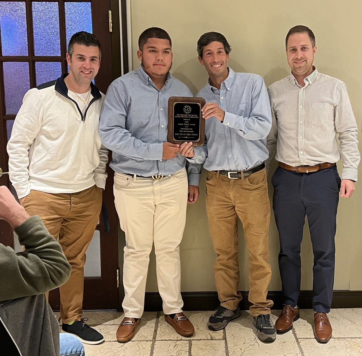 Congrats to our Boys Soccer Team, Players &amp; Captains for receiving the Greater New Haven Soccer Officials Association “Male Team Sportsmanship Award”<a href="/EhMens/">EH Boys Soccer</a> <a href="/eastiegsoccer/">E Haven Girls Soccer</a> <a href="/EHHSPrincipal/">East Haven HS</a> <a href="/TheGoodThingsEH/">The Good Things About East Haven</a>