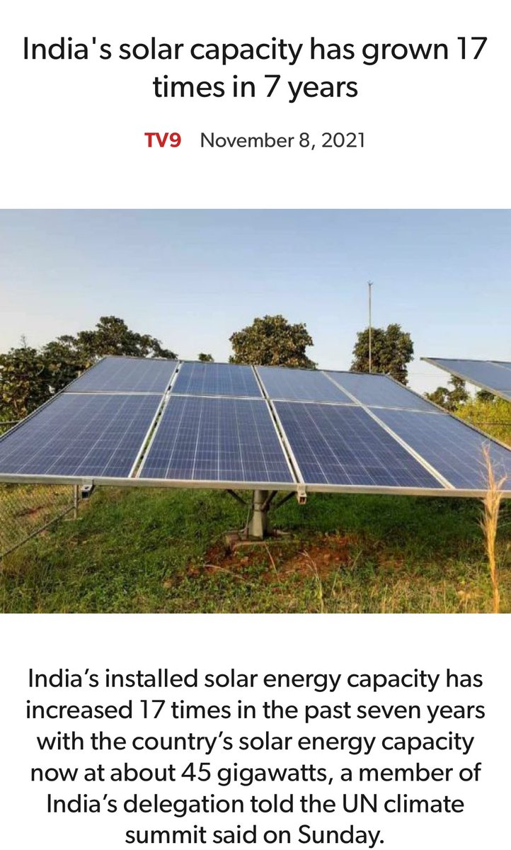 iamyash76's tweet photo. India's #Solar Capacity has Grown 17 Times in Past 7 Years with the Country’s #SolarEnergyCapacity Now at About 45 Gigawatts
https://t.co/UhaaklBfv1
#PMModi #NaMoApp https://t.co/dO4ci95HOv