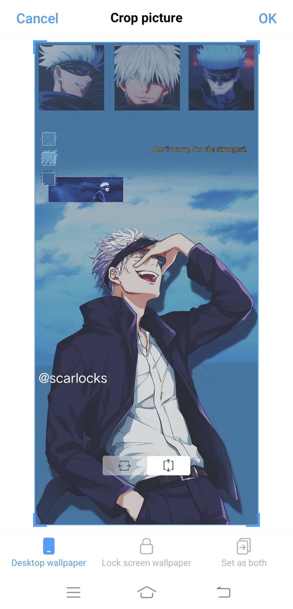 Scarslocks's tweet photo. Jujutsu Kaisen GOJO SATORU Lockscreen

 COMMENT and DM me if you want this lock❤

 #LockScreen #locks #JujutsuKaisen
#JJK #GojouSatoru #GojoSatoru

~ Scars ~ https://t.co/UD25yoo11z