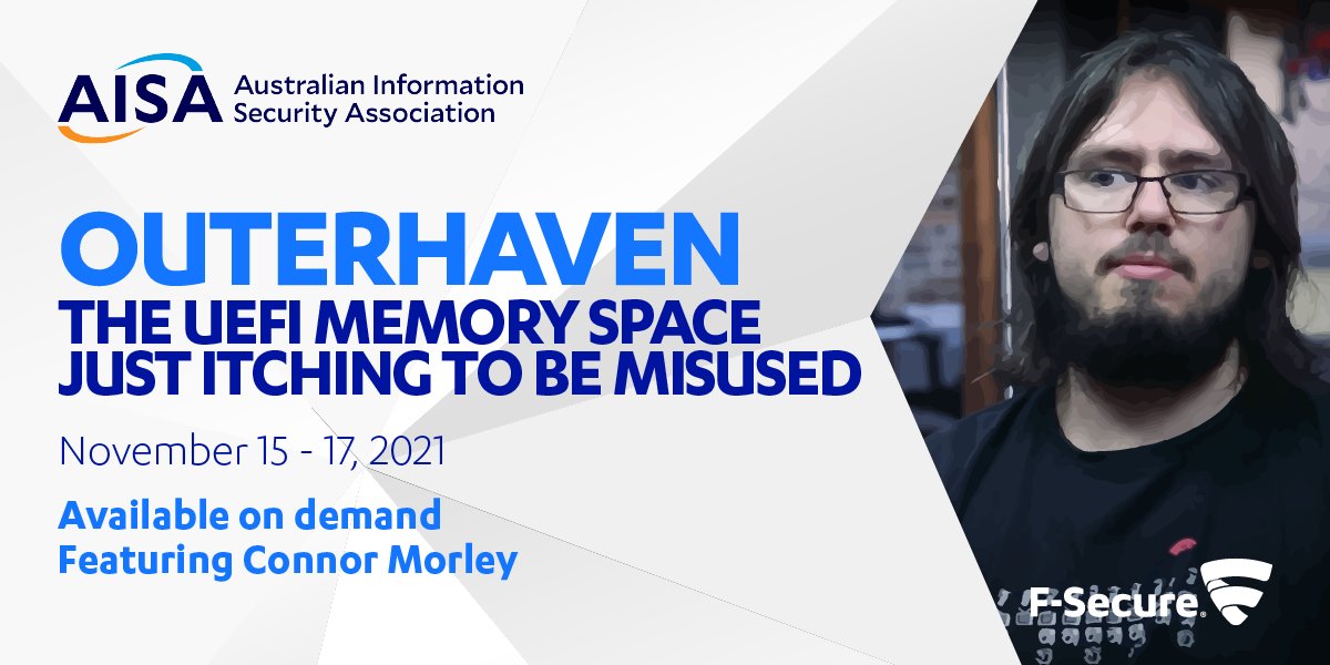 Join @Lavi161 at <a href="/AISA_National/">AISA National</a> as he discusses #UEFI variable runtime manipulation persistence techniques, and detection and monitoring methods. This is going to be a good one. Register to book your seat now >> cyberconference.com.au/program-virtua…