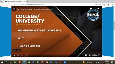 FraminghamU's tweet photo. We did it again!  Framingham State won as the Best of the Best Metro West – in the higher education category for College/University.  Check out the virtual event stream here: https://t.co/8bucPYxyVj
#rampride 🐏 https://t.co/30NhiWBTqa