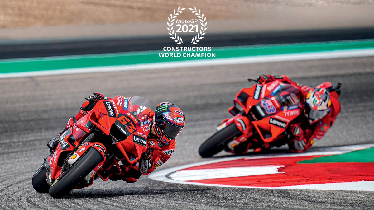 DucatiMotor's tweet photo. Ducati wins the constructors' title for the second consecutive year. The result of Italian engineering excellence that, cultivated with talent, passion and dedication, conquers the world. A great success that fills us with pride. #ForzaDucati!

https://t.co/BUFCK5KJlD https://t.co/o8Jr6YKOhT