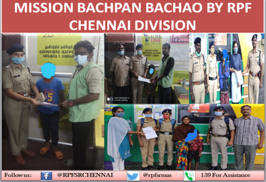 #RPF staff of Chennai division rescued 04 children and handed over respectively to their parents and Non Government Organization for rehabilitation.
<a href="/DrmChennai/">DRM Chennai</a> <a href="/rpfsrly/">RPF SR</a> <a href="/RPF_INDIA/">RPF INDIA</a> <a href="/SENTHILIRPFS081/">SENTHIL@IRPFS08</a> <a href="/GMSRailway/">Southern Railway</a> <a href="/AshwiniVaishnaw/">Ashwini Vaishnaw</a> <a href="/RailwaySeva/">RailwaySeva</a> <a href="/CHILDLINE1098/">CHILDLINE</a>