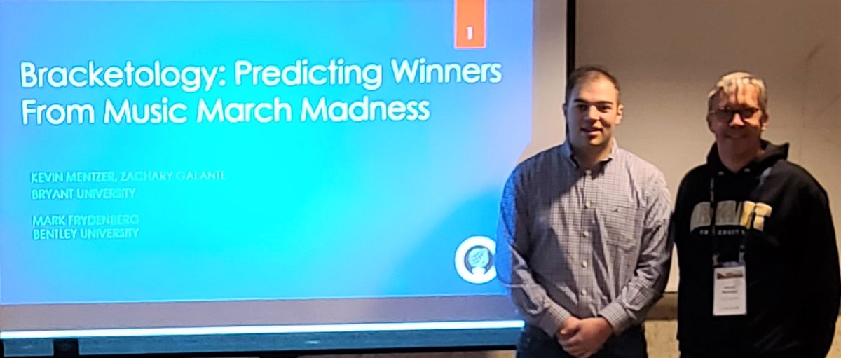 It was terrific presenting our teaching case on using <a href="/Spotify/">Spotify</a> and <a href="/YouTube/">YouTube</a> at @edsigcon with my #datascience student Zach Galante <a href="/zachg62/">Zach Galante</a> - who happened to be the only undergrad at the conference. <a href="/BryantUniv/">Bryant University</a>