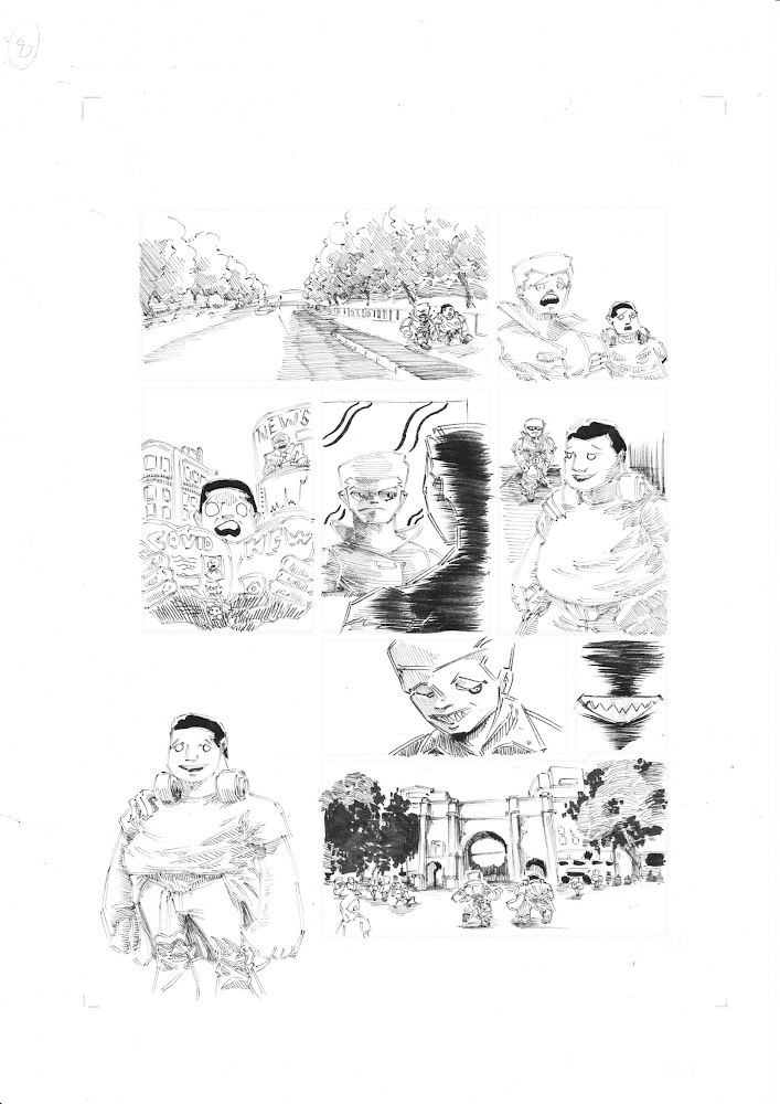 SelfMadeHero's tweet photo. #CreativeProcess #SMHdesk 🎨 @osborne_tyrell shows us some behind the scene sketches from his story “Same Tall Tale” from our new anthology #Catalyst 💥 get the book here https://t.co/6yrvKFeW8M #SelfMadeHero https://t.co/t3eHpbsdvo