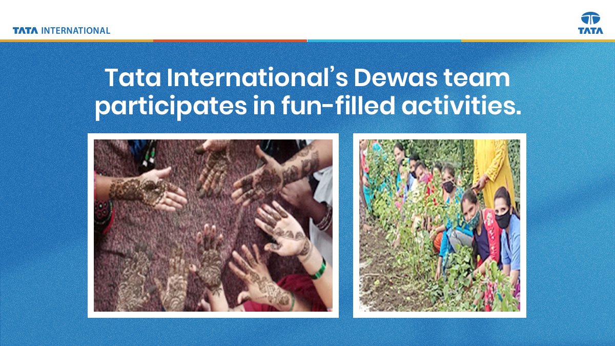 TataIntl's tweet photo. Tata International Dewas team engaged in activities aimed at boosting team spirit. All female staff participated in a Henna competition. A tree plantation drive was also organised for all the workers.
#TreePlantation #MehendiCompetition #Dewas #TataInternational https://t.co/n4c40UTFd2