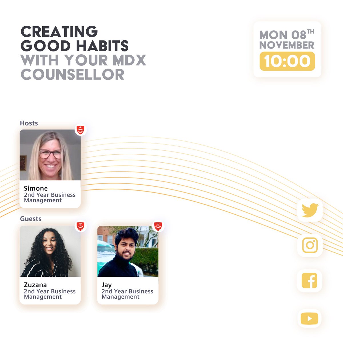 In this episode, your Middlesex University counsellor Simone, is in conversations with 2nd Year Business Management students Zuzana &amp; Jay, talking all things habits.

#teammdx #middlesexuniversity #middlesexuni #mdxuni #mdx #mdxsu #middlesexstudentsunion #habits #goodhabits