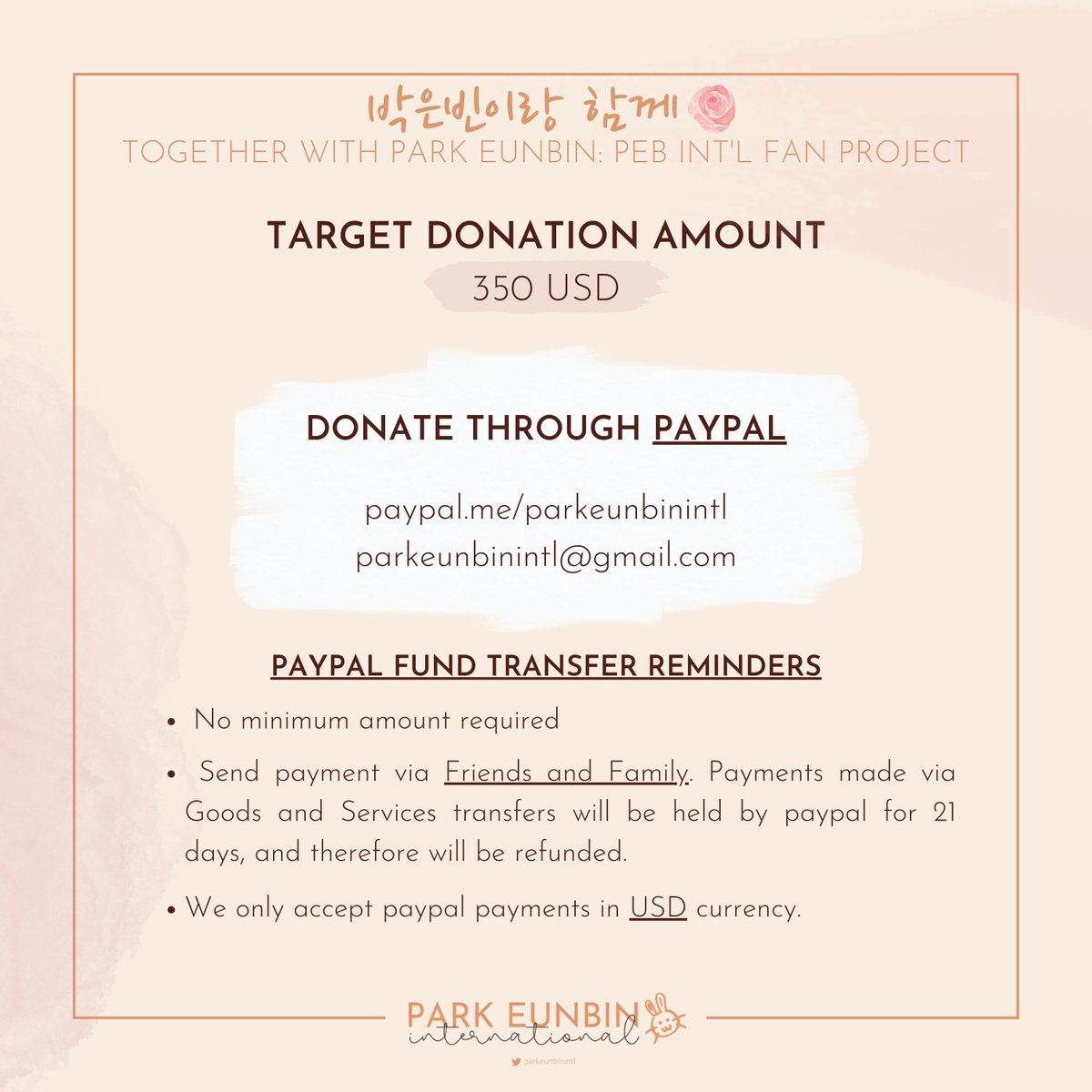parkeunbinintl's tweet photo. ❣️ Friendly reminder to all international Bingo! The fund raising for Park Eunbin International's first fan project is currently ongoing.

Want to donate? Check out the available donation channels in the photo below! ⬇️

#박은빈 #ParkEunbin #朴恩斌 #연모 #TheKingsAffection https://t.co/lW1aVfITuN