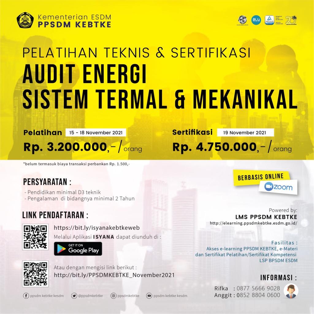 PPSDMKEBTKE's tweet photo. Jadwal Pelatihan dan Sertifikasi
Bulan November 2021 yang diselenggarakan oleh
PPSDM KEBTKE
#ppsdmkebtke
#ketenagalistrikan
#energi
#pelatihan
#sertifikasi
#ditjengatrik
#bimtek
#BLUppsdmkebtke
#BLU
#BadanLayananUmum
#BLUBerstrategiPulihkanEkonomi
#ppkBLU https://t.co/PdUMG8Dc2j