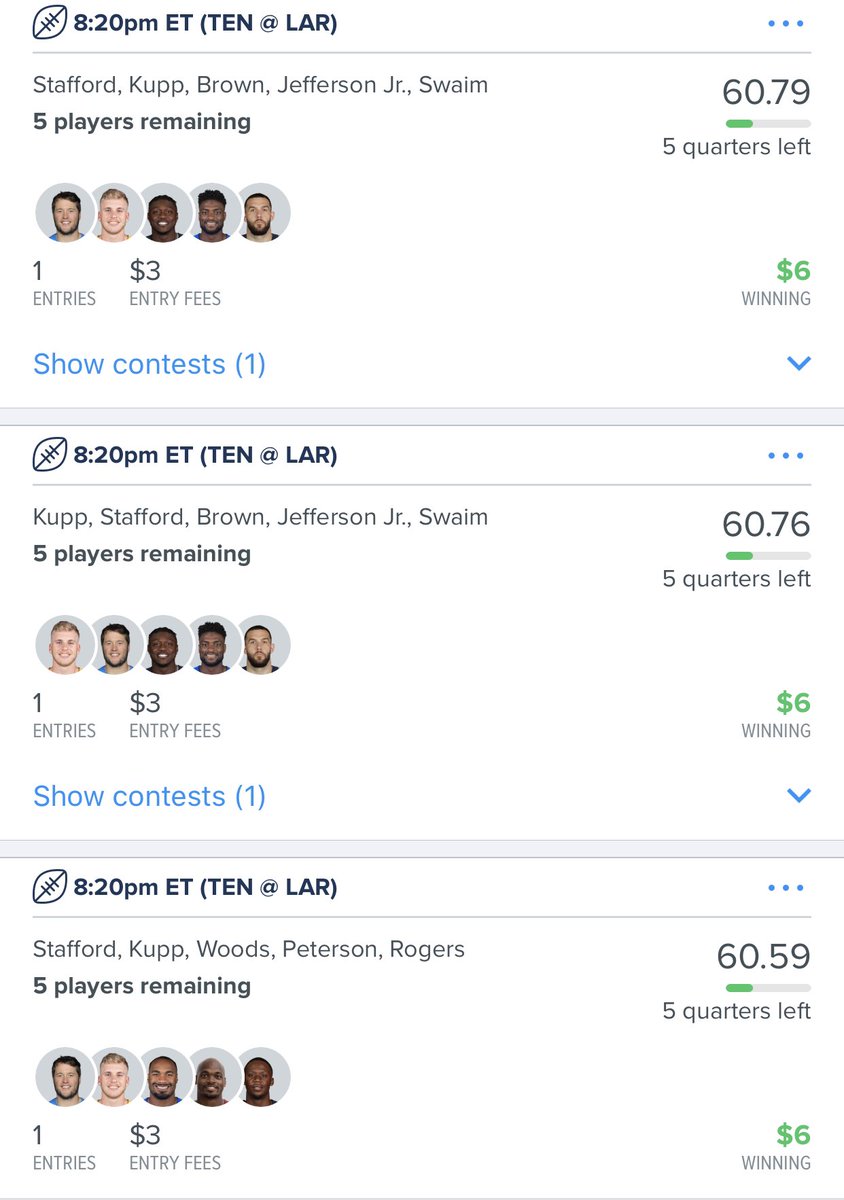 PerfectPicksDFS's tweet image. Solid Sunday of #NBA & #NFL even considering it was one of the most backwards NFL Sunday’s in recent memory. Almost all of the #DFS chalk busted & almost every big favorite ended up losing! Still stayed profitable on the day & went 4/4 on the NBA slate! DM to join us for #MNF!!